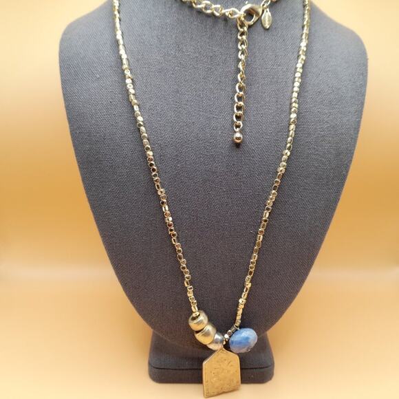 Chico's Long Pendant Necklace, Gold Bead Chain, Floral Fish Pendant, 39 Inches - Picture 11 of 11